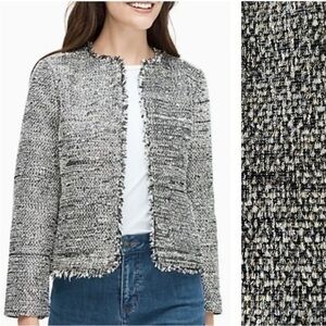 Kate Spade Black Gold Metallic Cropped Party Tweed Jacket Blazer